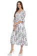 Off White Flared Cotton Printed Dress image number 2