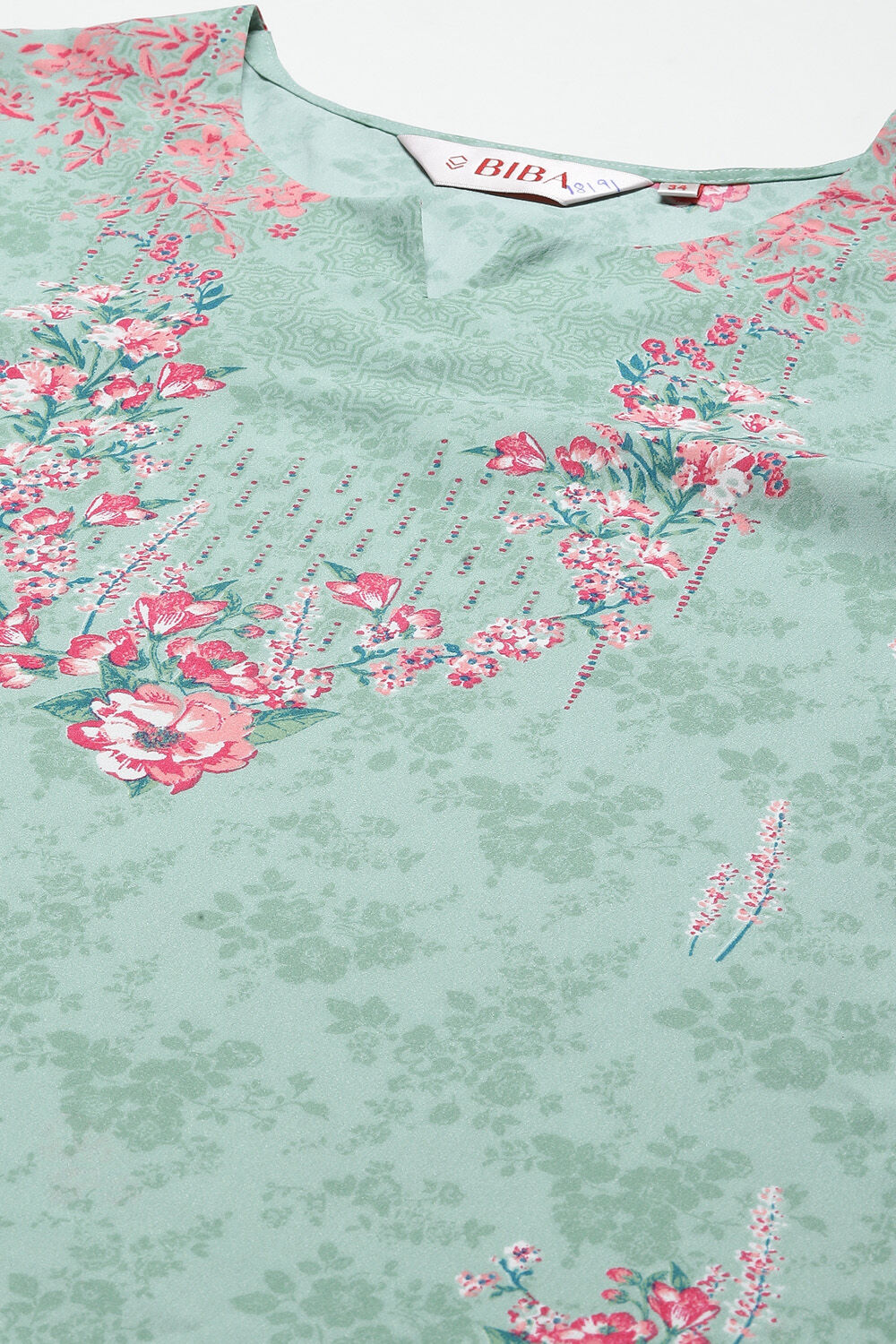 Sea Green Art Silk Printed Short Kurti image number 1