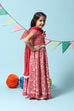 Red Cotton Short Top Lehenga Set image number 6