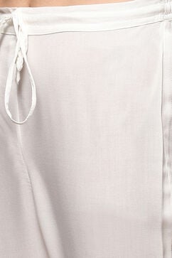 White & Blue Rayon Gathered Kurta Pants Suit Set image number 2