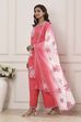 Coral Floral Printed Straight Suit Set image number 3