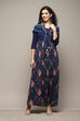 Navy LIVA Flared Solid Dress image number 7