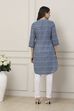 Indigo Blue Geometric Printed Straight Kurta image number 3