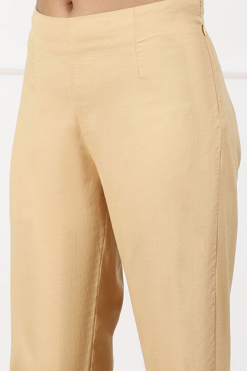 White Viscose Lycra Solid Pant image number 1