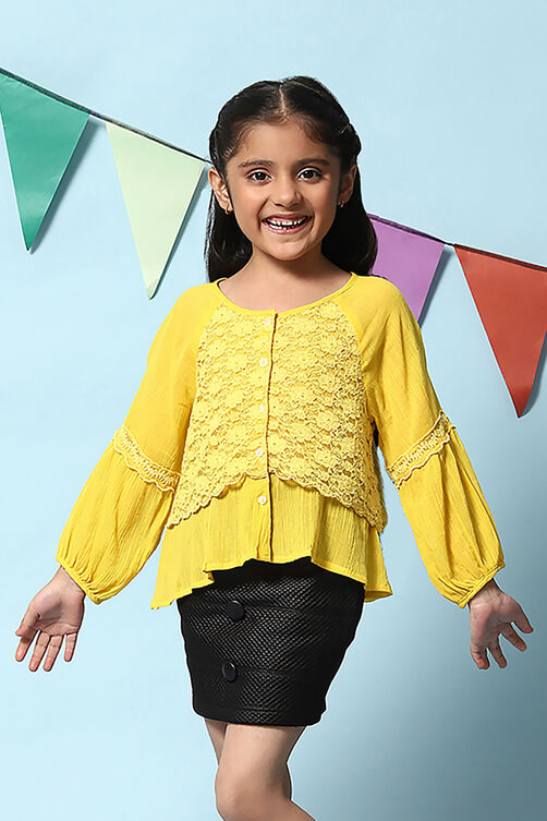 Yellow Cotton Short Top image number 5
