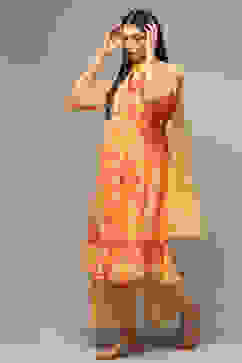 Mango Cotton Blend Gathered Kurta Palazzo Suit Set image number 5