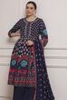 Navy Cotton Anarkali Printed Suit Set image number 6