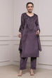 Lavender Polyester Straight Dyed Suit Set image number 6