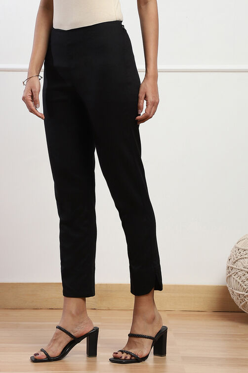 White Viscose Lycra Solid Pant image number 2