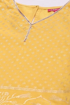 Yellow Cotton A-Line Printed Kurta Set image number 1