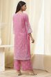 Pink Pure Cotton Printed Straight Suit Set image number 4