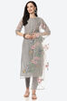 Grey Upada Silk Easy Stitch Suit Set image number 6
