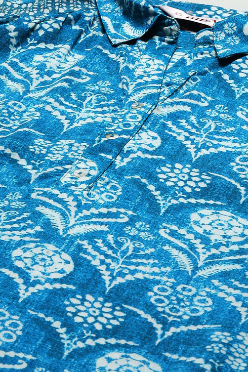 Blue LIVA Printed Kurti image number 1