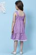 Purple Cotton A-Line Printed Dress image number 4