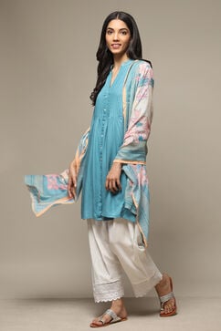 Turquoise Rayon Straight Kurta Salwar Suit Set image number 5