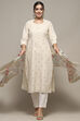 Off White Chanderi Unstitched Suit set image number 1