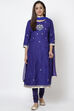 Blue Art Silk A-Line Kurta Churidar Suit Set image number 0