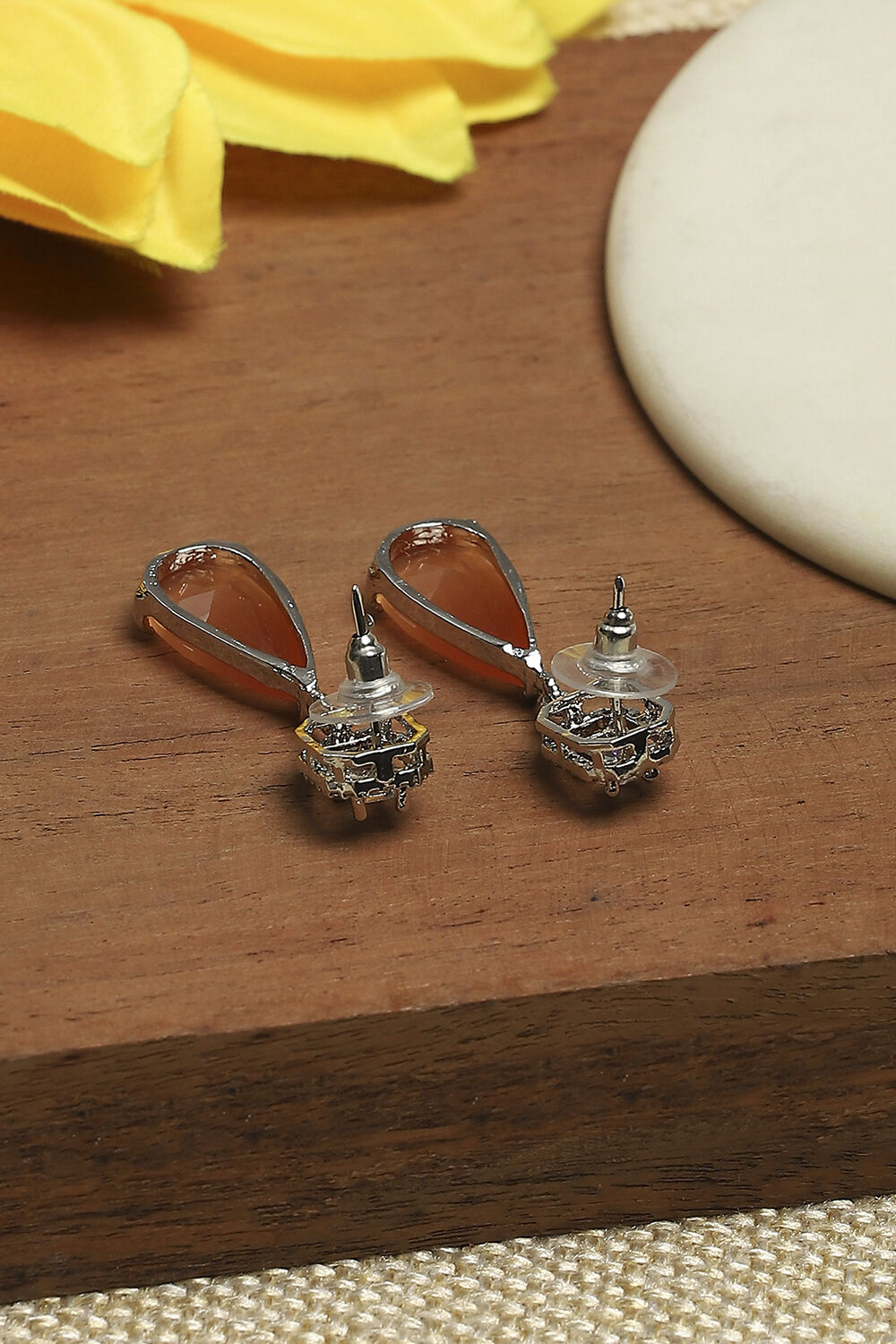 Peach Brass Danglers image number 2