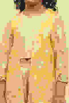 Yellow Viscose Embroidered STRAIGHT 3 Piece Set image number 1