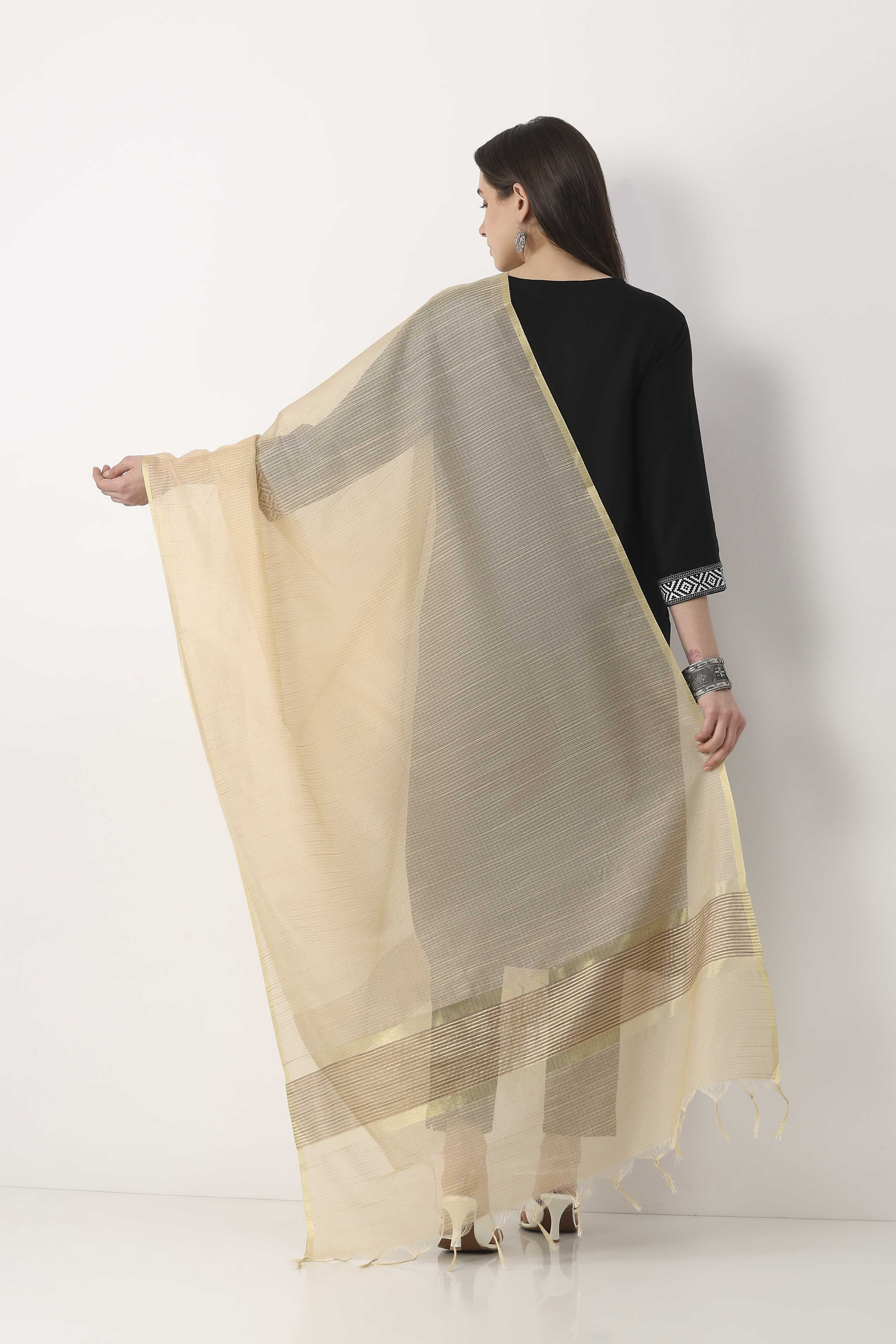Beige Art Silk Dupatta image number 2