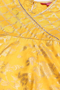 Yellow Viscose Flared Kurta Legging Suit Set image number 1