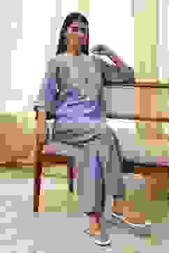 Dull Blue Cotton Straight Co-ord Set image number 0