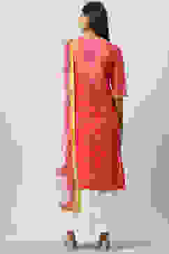 Pink Cotton Straight Kurta Palazzo Suit Set image number 4