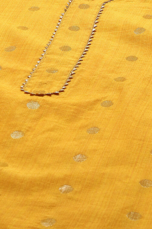 Yellow Cotton Unstitched Suit set image number 2