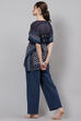Navy Straight Cotton Two Piece Printed Sleepwear Set image number 6