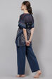 Navy Straight Cotton Two Piece Printed Sleepwear Set image number 6