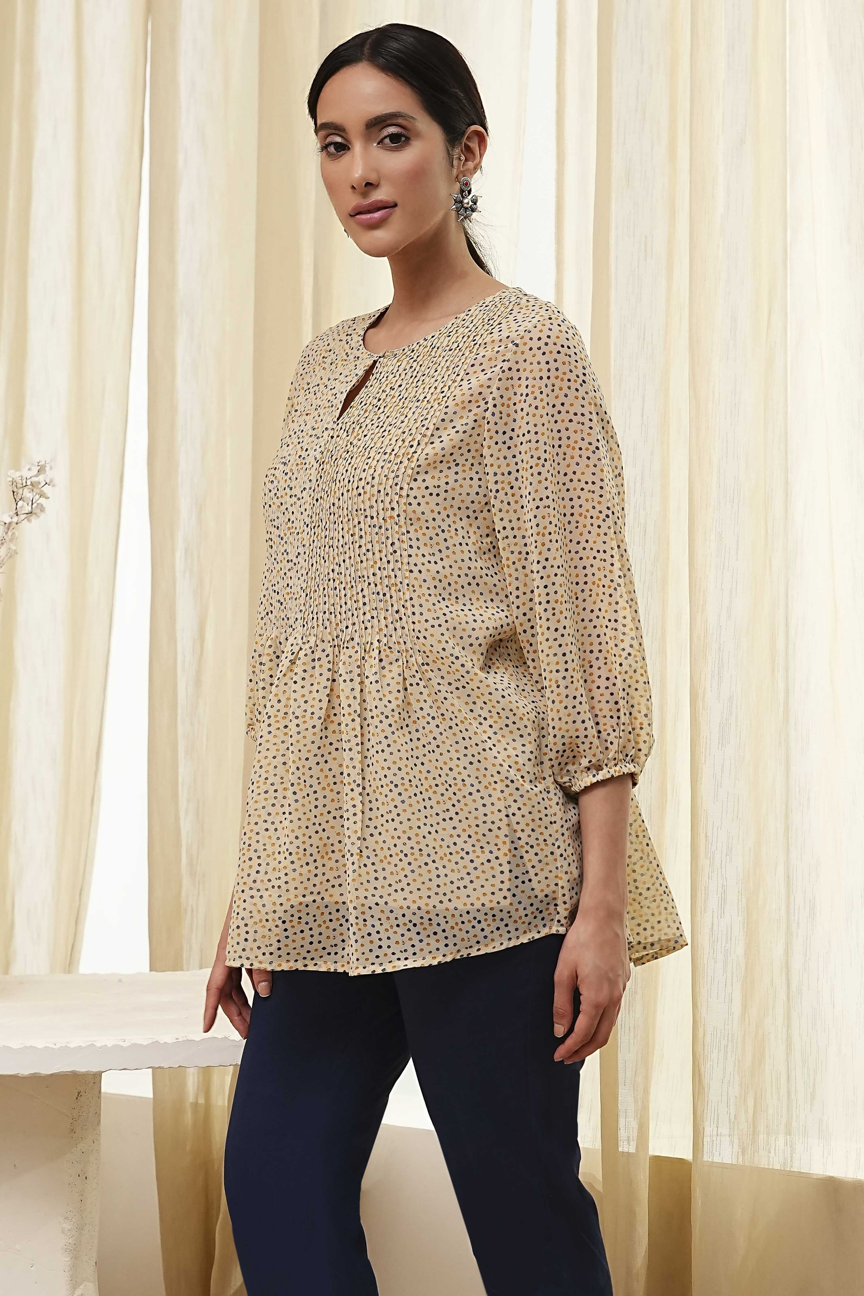 Beige Straight Kurta image number 2