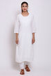 White Cotton Straight Embroidered Kurta image number 0