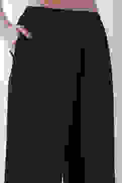 Black Viscose Rayon Straight Palazzos image number 1