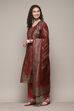 Maroon Chanderi Unstitched Suit Set image number 4