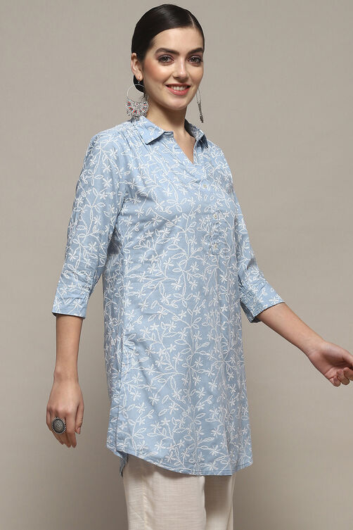 Sky Blue Rayon Straight Kurta image number 4