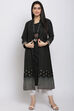 Black Cotton Flax Straight Printed Kurta image number 5