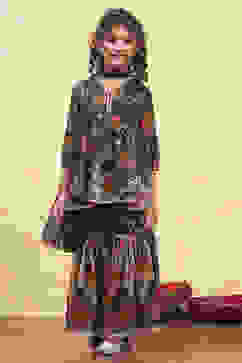 Black Polyester Printed Peplum Sharara Suit Set image number 6