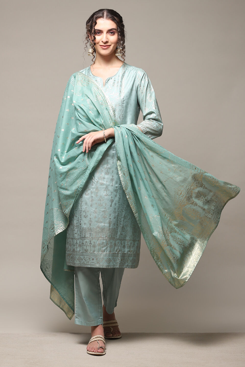 Pink Cotton Straight Kurta Regular Pant Suit Set image number 0