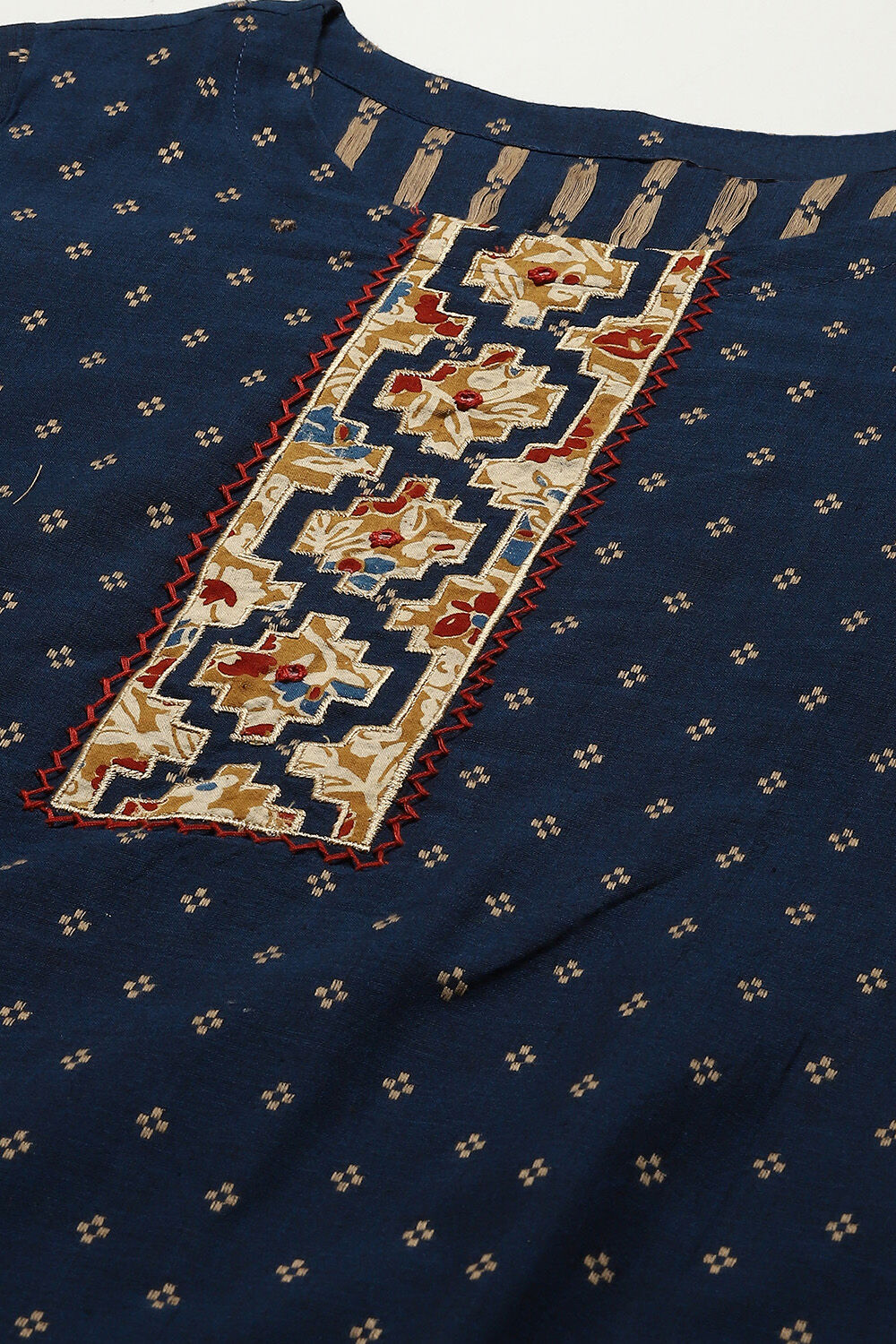 Blue Cotton Printed Unstitched Suit Set image number 2
