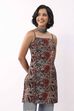 Green Cotton Geometric Printed Lace-Up Kurti image number 6