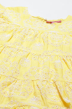Yellow Cotton Tiered Dress image number 1