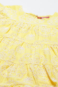 Yellow Cotton Tiered Dress image number 1