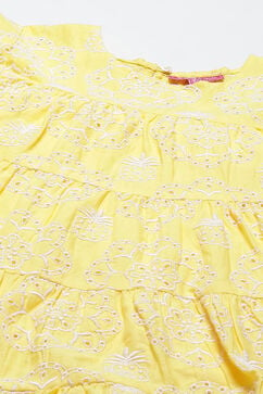Yellow Cotton Tiered Dress image number 1