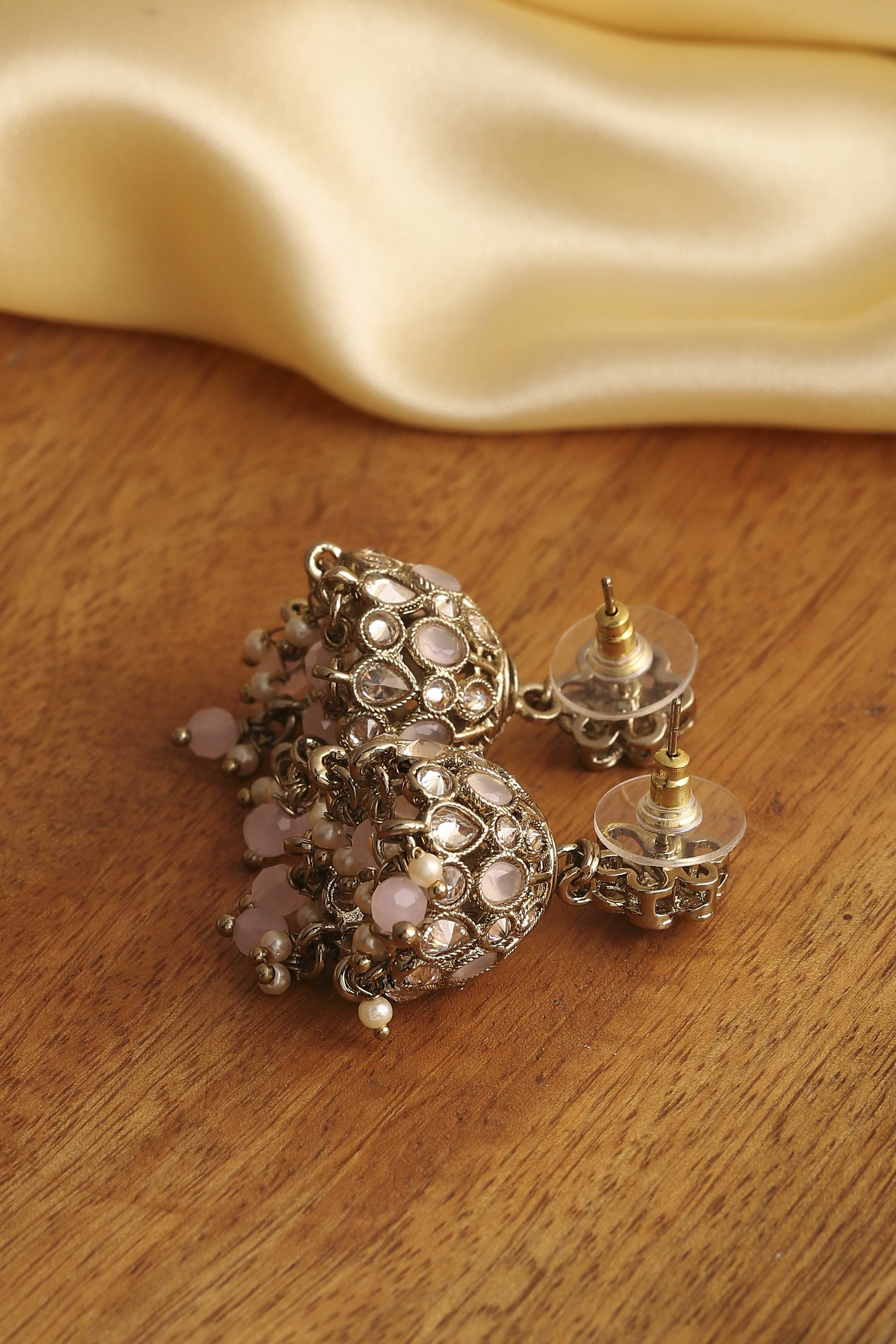 Light Pink Alloy Jhumka image number 5