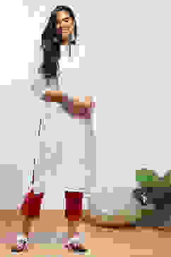 Red Cotton Narrow Pants image number 0