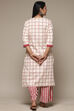 Natural & Blue Cotton Blend Straight Kurta Palazzo Suit Set image number 4