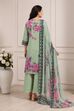 Purple Rayon Printed Straight Suit Set image number 5