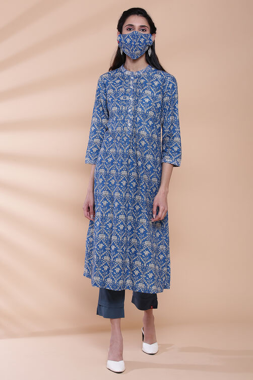 Pink Cotton A-Line Printed Kurta image number 5