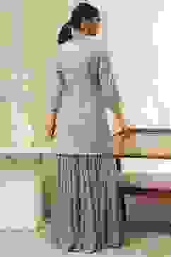 Powder Blue Embroidered Straight Suit Set image number 4