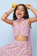 Lilac Cotton Printed Straight Lehenga Set image number 1